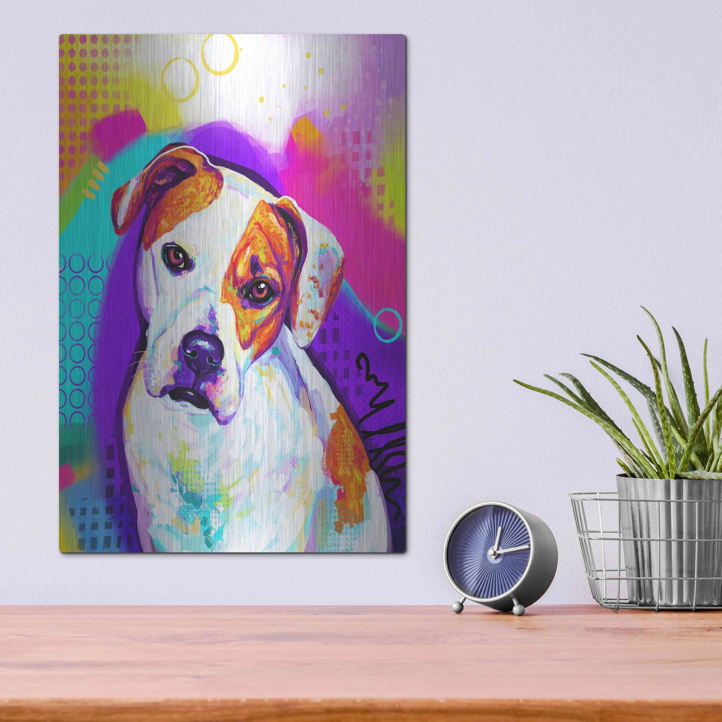 Luxe Metal Art 'Pop Art American Bulldog' by Furbaby Affiliates, Metal Wall Art,12x16