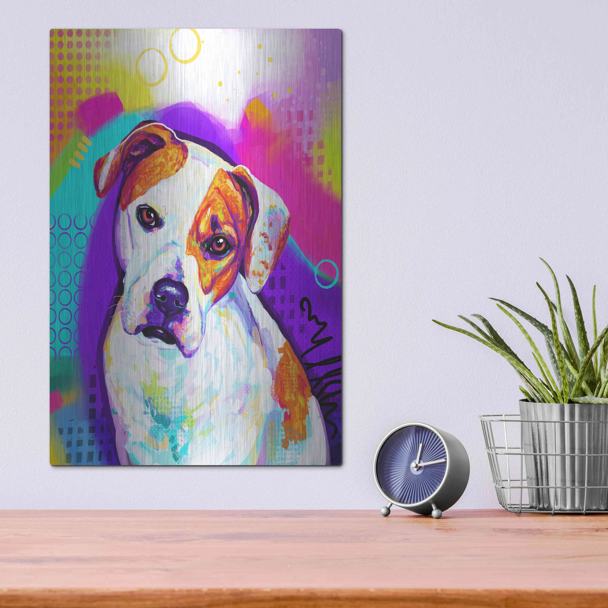 Luxe Metal Art 'Pop Art American Bulldog' by Furbaby Affiliates, Metal Wall Art,12x16