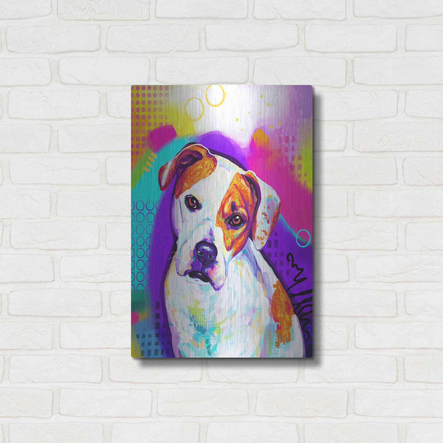 Luxe Metal Art 'Pop Art American Bulldog' by Furbaby Affiliates, Metal Wall Art,16x24