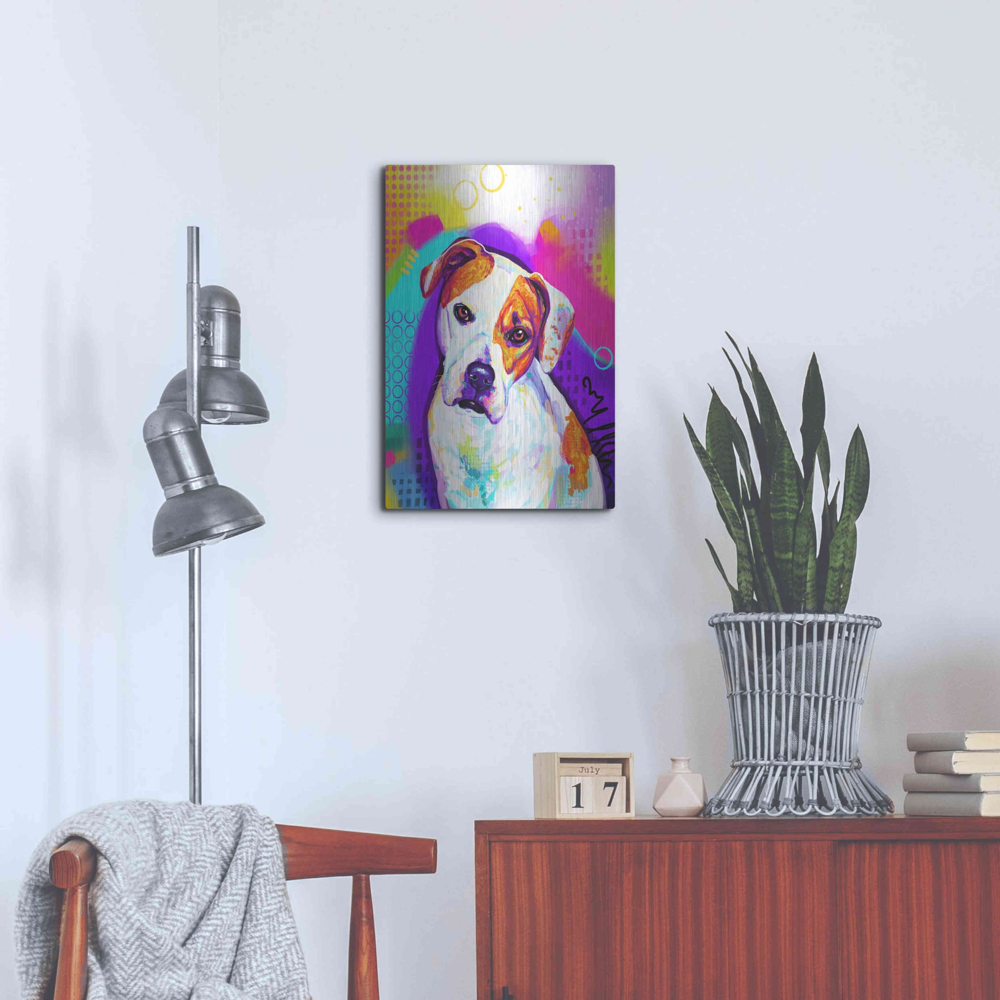 Luxe Metal Art 'Pop Art American Bulldog' by Furbaby Affiliates, Metal Wall Art,16x24