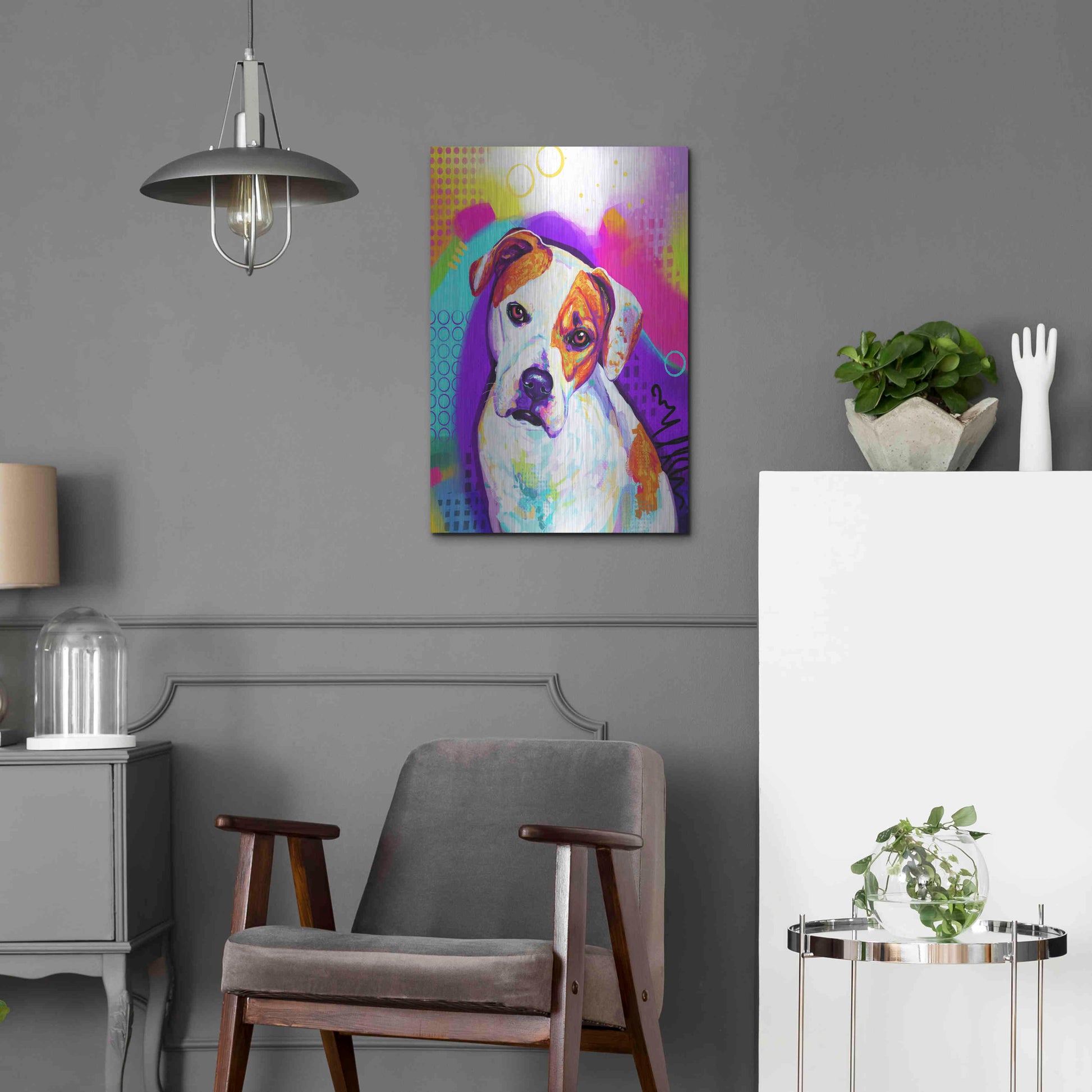 Luxe Metal Art 'Pop Art American Bulldog' by Furbaby Affiliates, Metal Wall Art,16x24