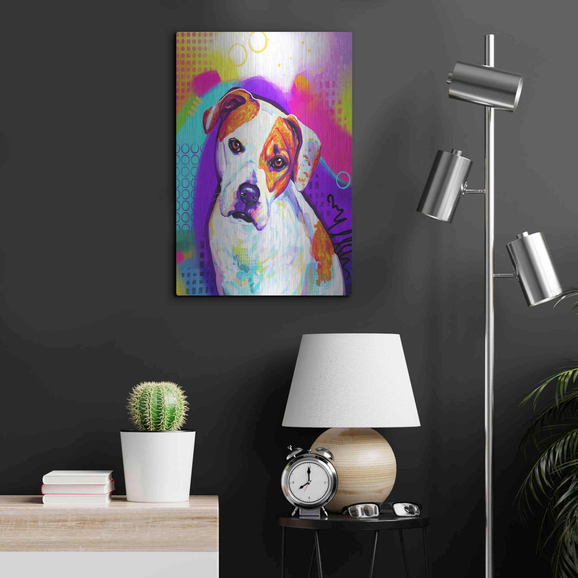 Luxe Metal Art 'Pop Art American Bulldog' by Furbaby Affiliates, Metal Wall Art,16x24