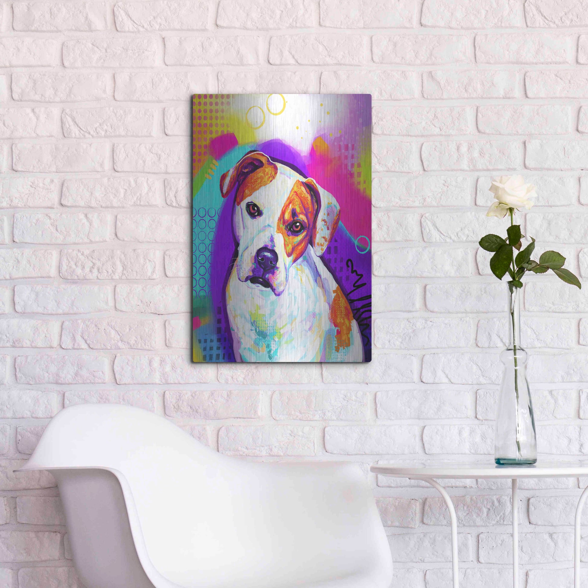 Luxe Metal Art 'Pop Art American Bulldog' by Furbaby Affiliates, Metal Wall Art,16x24