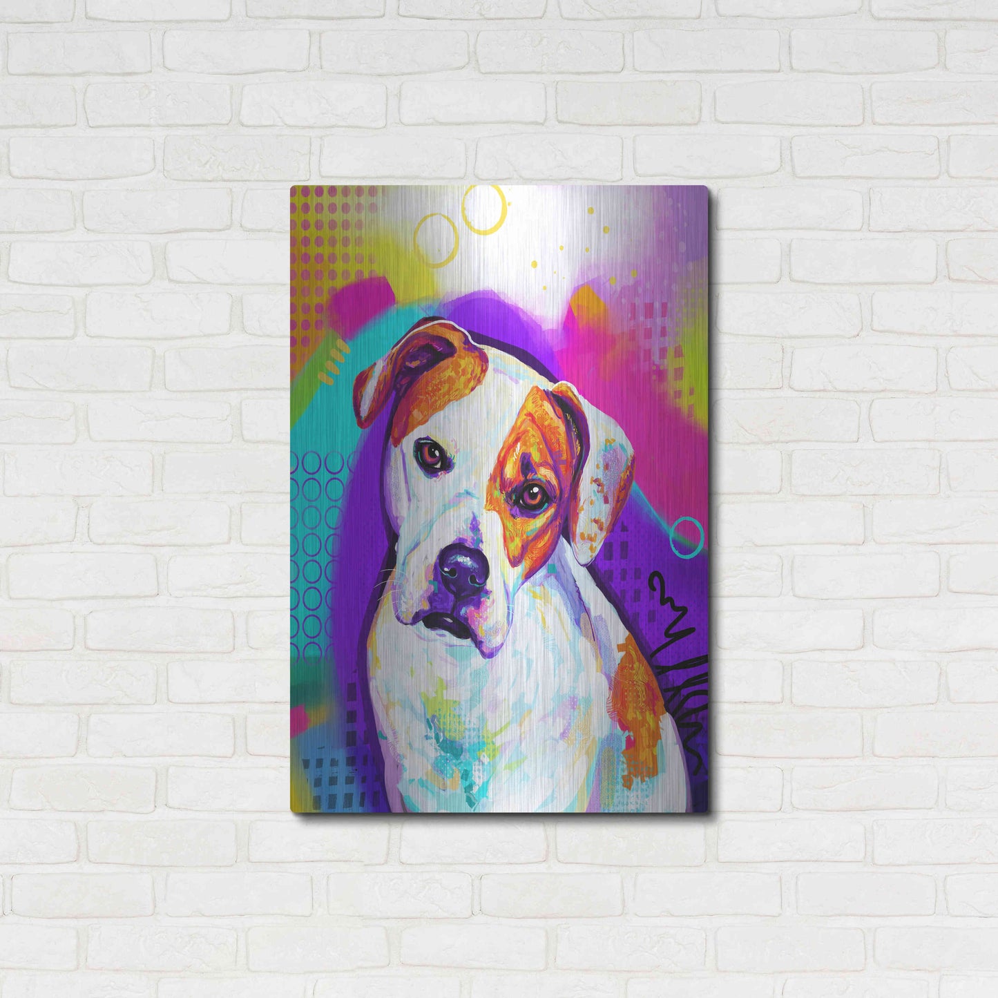 Luxe Metal Art 'Pop Art American Bulldog' by Furbaby Affiliates, Metal Wall Art,24x36