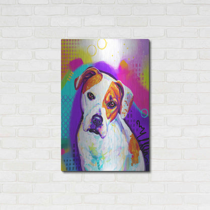 Luxe Metal Art 'Pop Art American Bulldog' by Furbaby Affiliates, Metal Wall Art,24x36