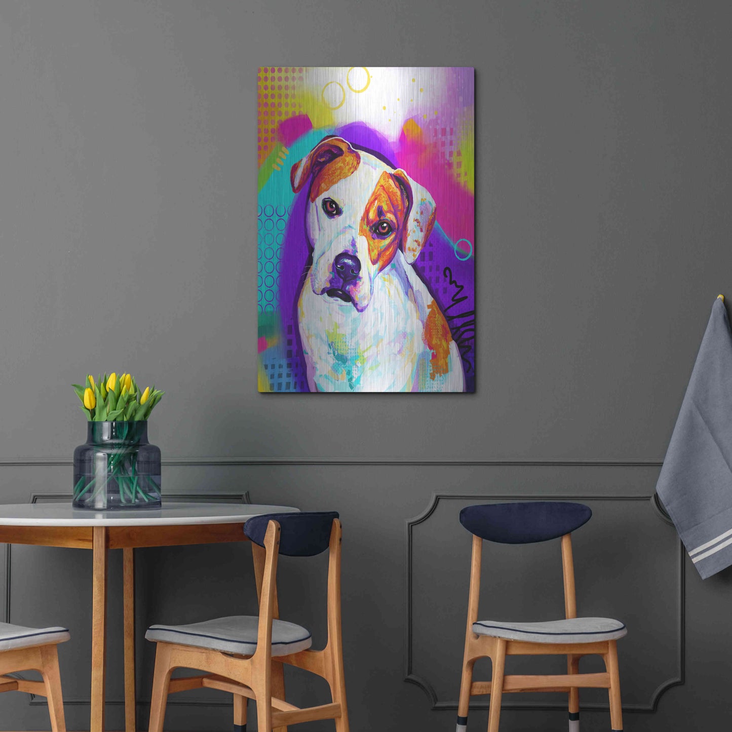 Luxe Metal Art 'Pop Art American Bulldog' by Furbaby Affiliates, Metal Wall Art,24x36