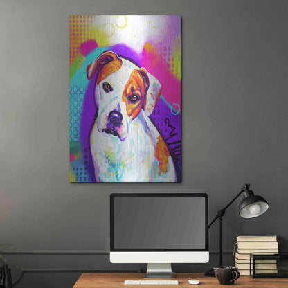 Luxe Metal Art 'Pop Art American Bulldog' by Furbaby Affiliates, Metal Wall Art,24x36