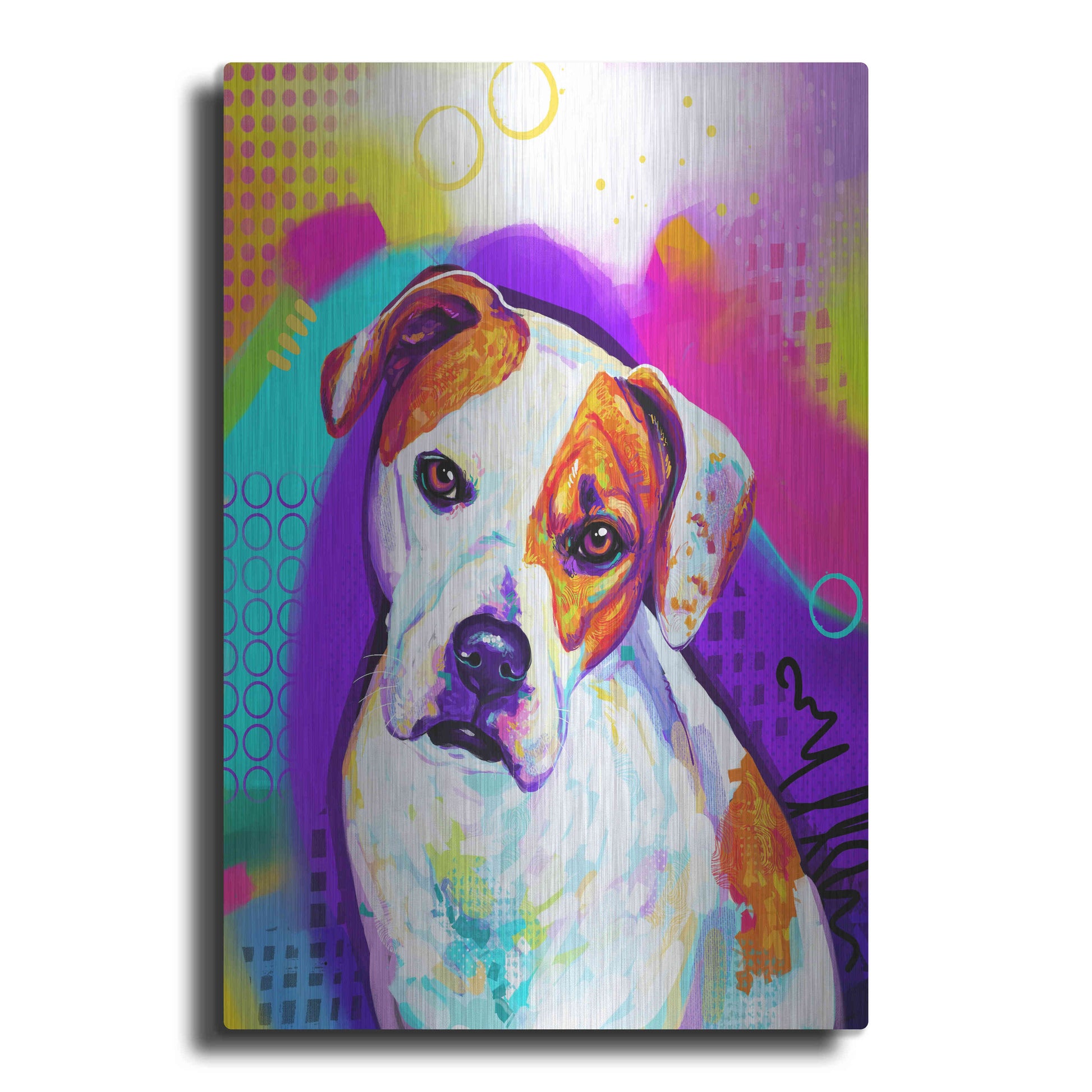 Luxe Metal Art 'Pop Art American Bulldog' by Furbaby Affiliates, Metal Wall Art