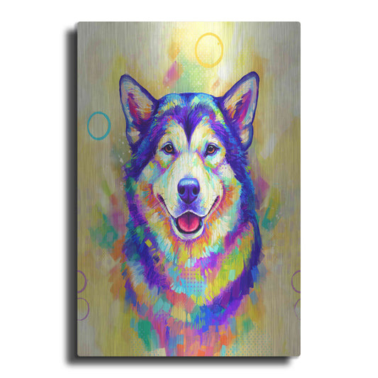 Luxe Metal Art 'Pop Art Alaskan Malamute' by Furbaby Affiliates, Metal Wall Art