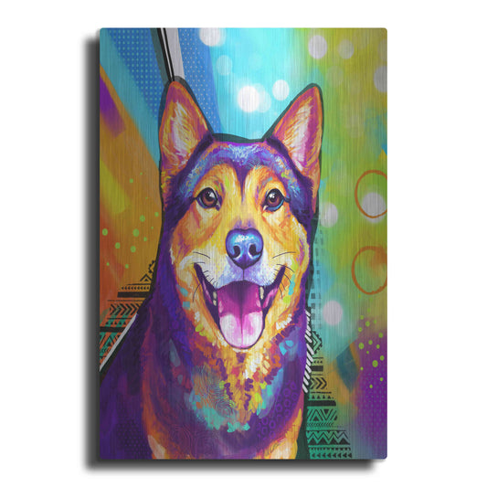 Luxe Metal Art 'Pop Art Akita' by Furbaby Affiliates, Metal Wall Art