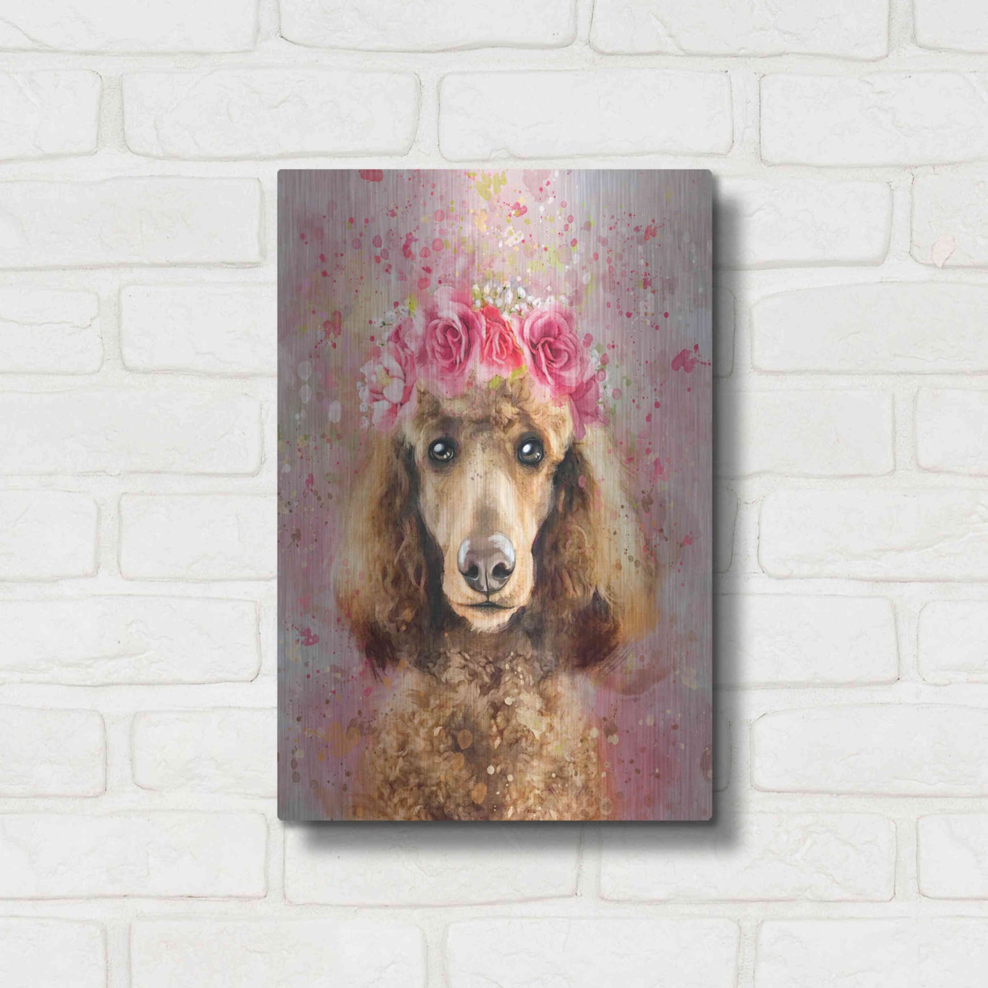 Luxe Metal Art 'Flower Crown Poodle' by Furbaby Affiliates, Metal Wall Art,12x16