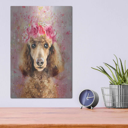 Luxe Metal Art 'Flower Crown Poodle' by Furbaby Affiliates, Metal Wall Art,12x16