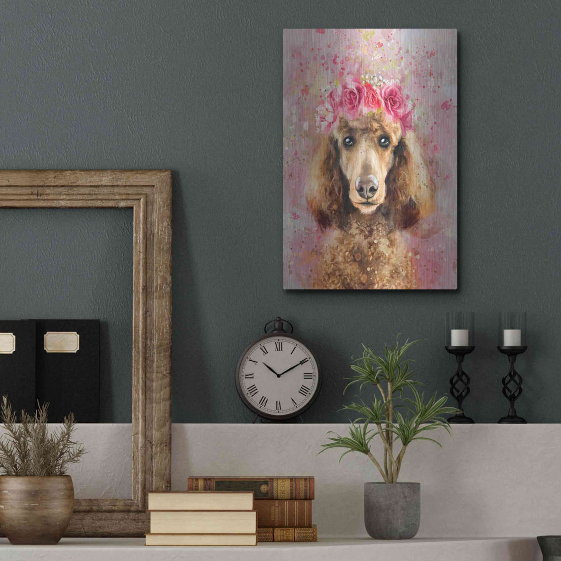 Luxe Metal Art 'Flower Crown Poodle' by Furbaby Affiliates, Metal Wall Art,12x16