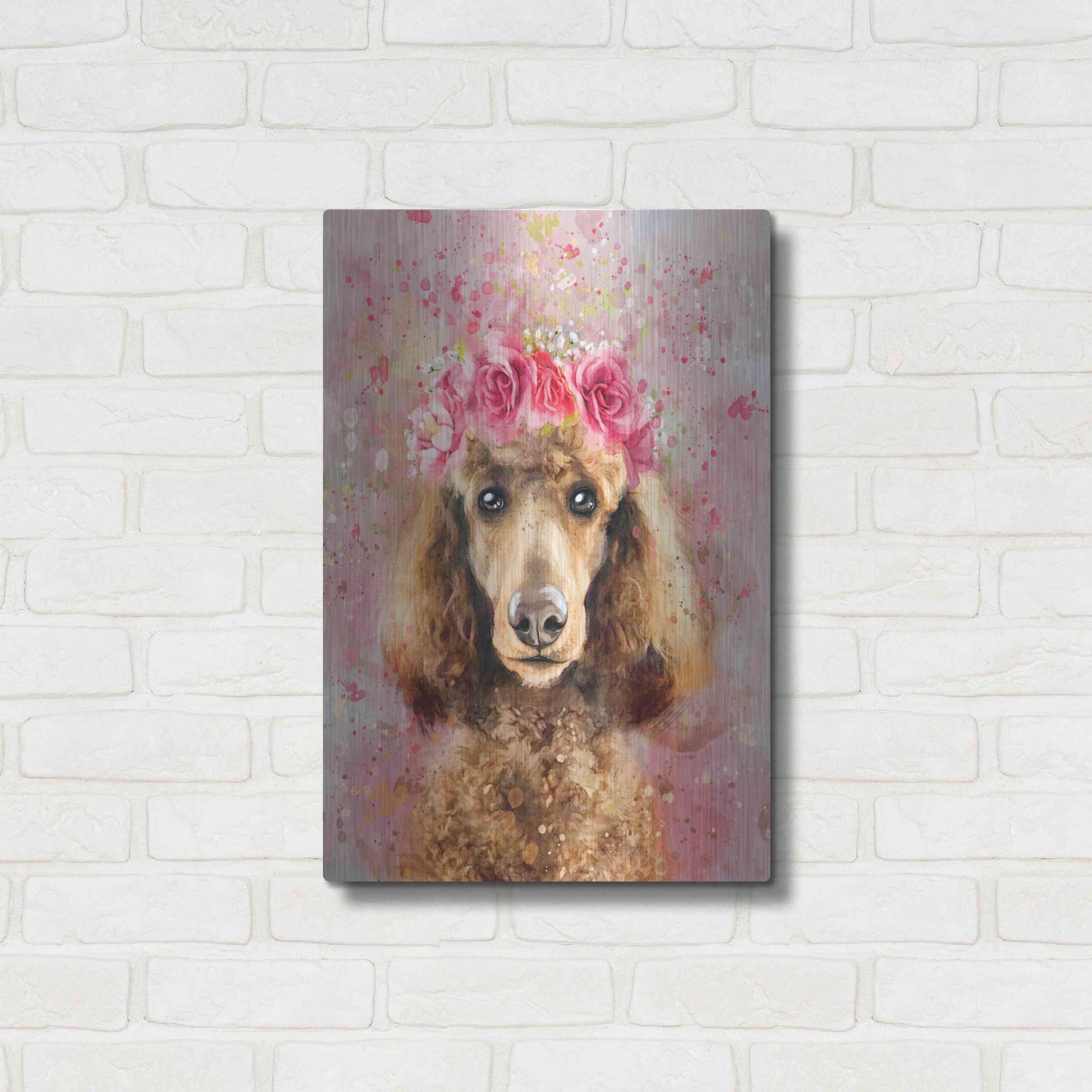 Luxe Metal Art 'Flower Crown Poodle' by Furbaby Affiliates, Metal Wall Art,16x24