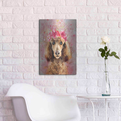 Luxe Metal Art 'Flower Crown Poodle' by Furbaby Affiliates, Metal Wall Art,16x24