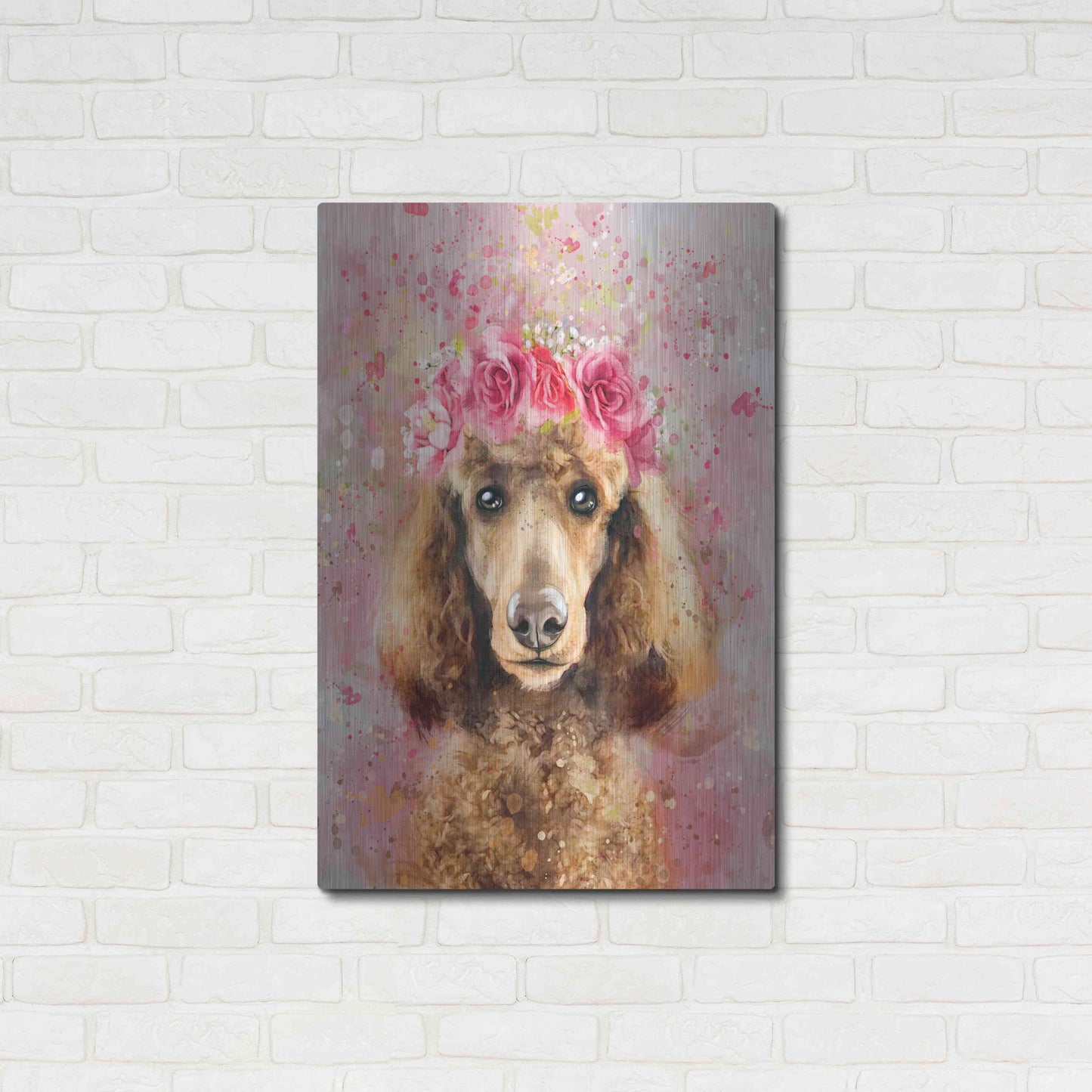 Luxe Metal Art 'Flower Crown Poodle' by Furbaby Affiliates, Metal Wall Art,24x36