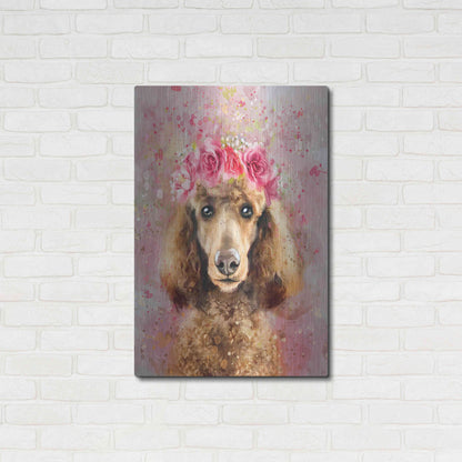 Luxe Metal Art 'Flower Crown Poodle' by Furbaby Affiliates, Metal Wall Art,24x36