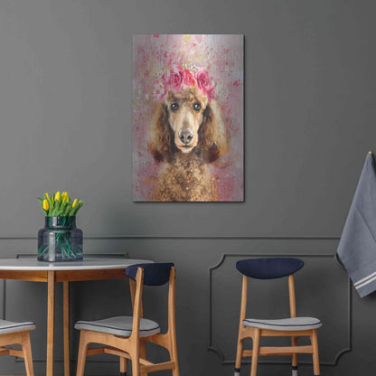 Luxe Metal Art 'Flower Crown Poodle' by Furbaby Affiliates, Metal Wall Art,24x36