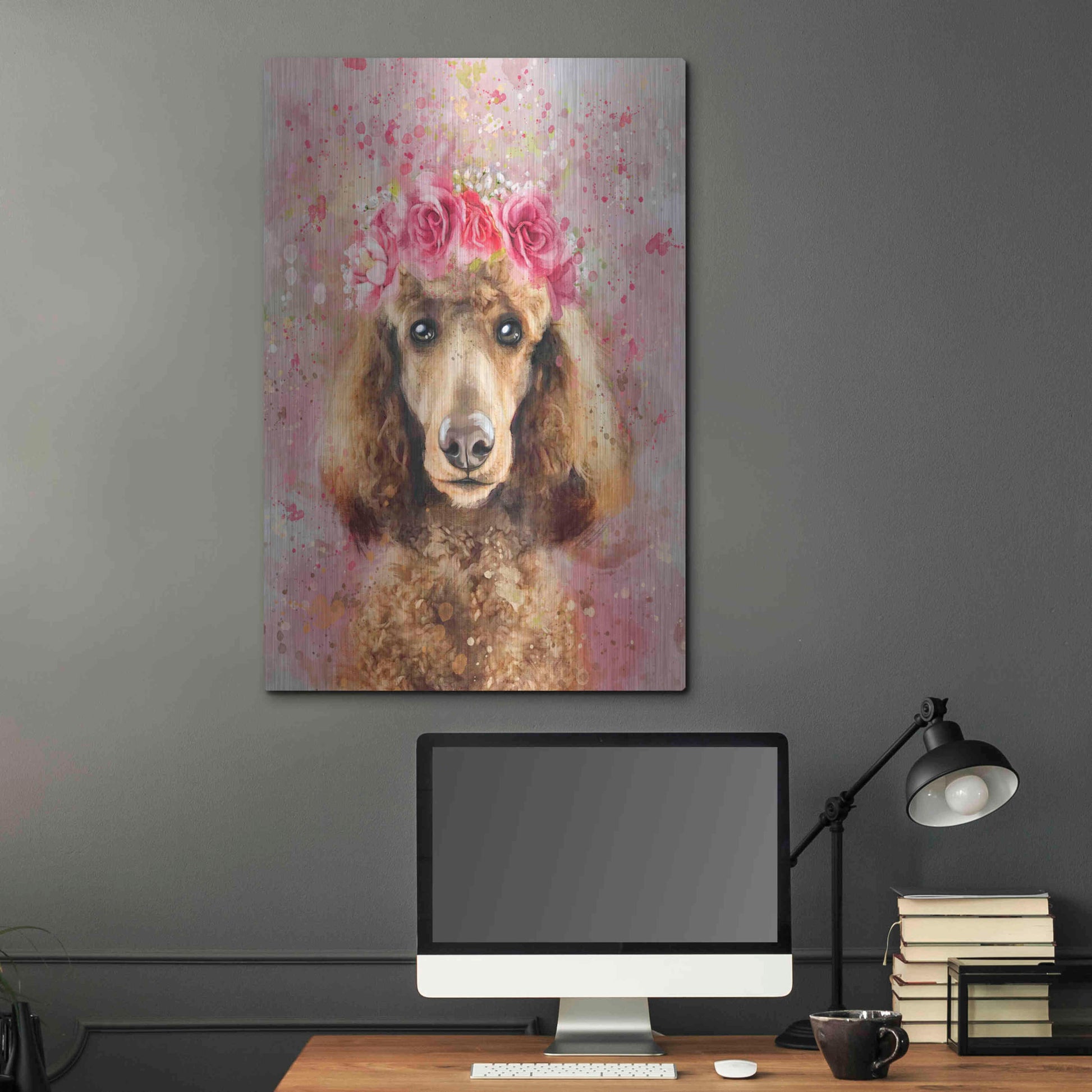 Luxe Metal Art 'Flower Crown Poodle' by Furbaby Affiliates, Metal Wall Art,24x36