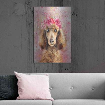 Luxe Metal Art 'Flower Crown Poodle' by Furbaby Affiliates, Metal Wall Art,24x36