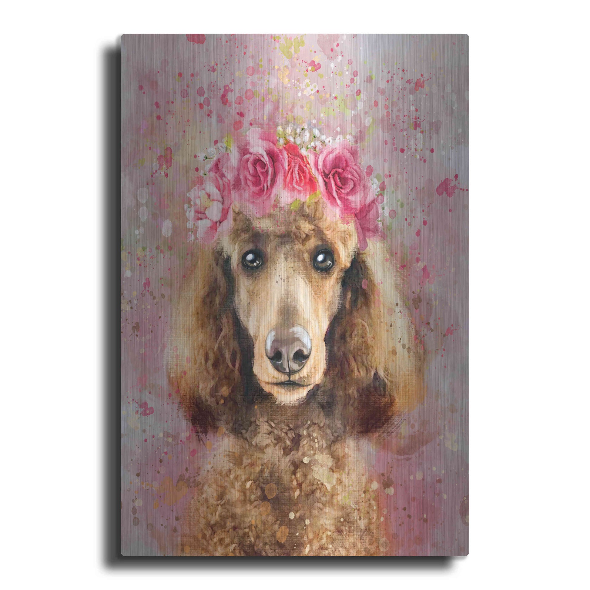 Luxe Metal Art 'Flower Crown Poodle' by Furbaby Affiliates, Metal Wall Art