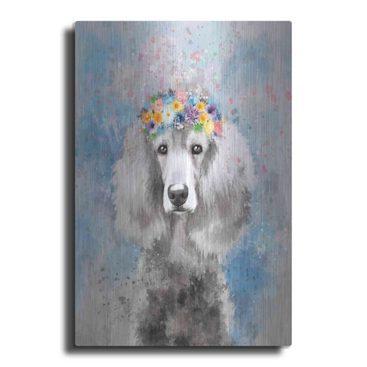 Luxe Metal Art 'Flower Crown Poodle 3' by Furbaby Affiliates, Metal Wall Art