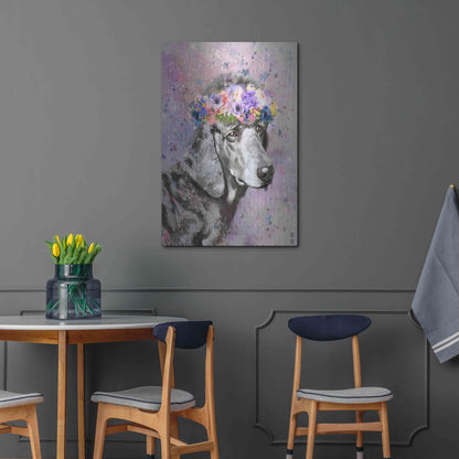 Luxe Metal Art 'Flower Crown Poodle 2' by Furbaby Affiliates, Metal Wall Art,24x36