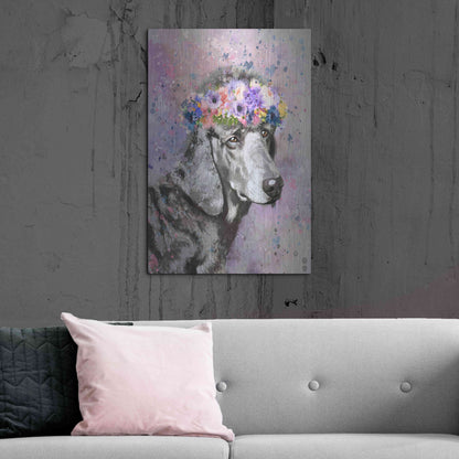 Luxe Metal Art 'Flower Crown Poodle 2' by Furbaby Affiliates, Metal Wall Art,24x36