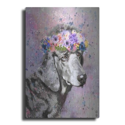 Luxe Metal Art 'Flower Crown Poodle 2' by Furbaby Affiliates, Metal Wall Art