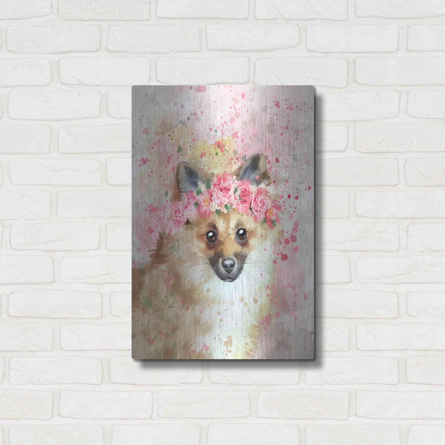 Luxe Metal Art 'Flower Crown Pomeranian' by Furbaby Affiliates, Metal Wall Art,16x24