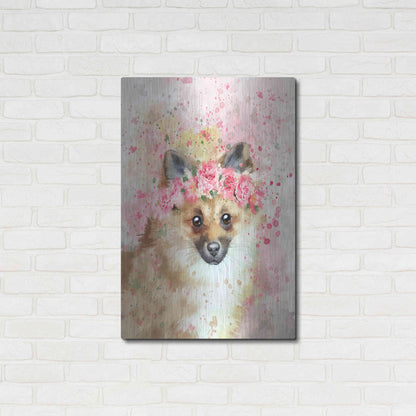 Luxe Metal Art 'Flower Crown Pomeranian' by Furbaby Affiliates, Metal Wall Art,24x36