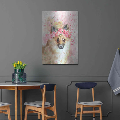 Luxe Metal Art 'Flower Crown Pomeranian' by Furbaby Affiliates, Metal Wall Art,24x36