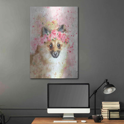 Luxe Metal Art 'Flower Crown Pomeranian' by Furbaby Affiliates, Metal Wall Art,24x36