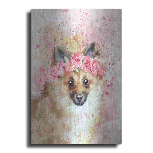 Luxe Metal Art 'Flower Crown Pomeranian' by Furbaby Affiliates, Metal Wall Art