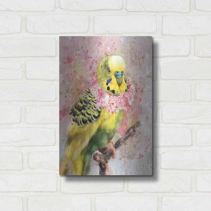 Luxe Metal Art 'Flower Crown Parakeet' by Furbaby Affiliates, Metal Wall Art,12x16