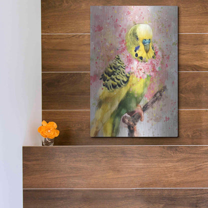 Luxe Metal Art 'Flower Crown Parakeet' by Furbaby Affiliates, Metal Wall Art,12x16