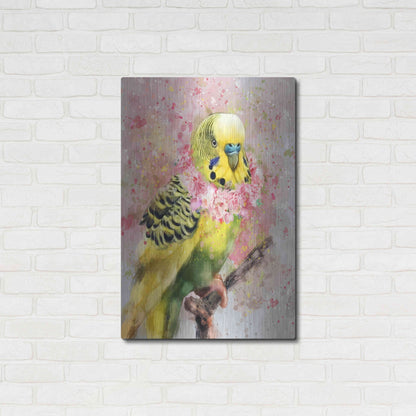 Luxe Metal Art 'Flower Crown Parakeet' by Furbaby Affiliates, Metal Wall Art,24x36