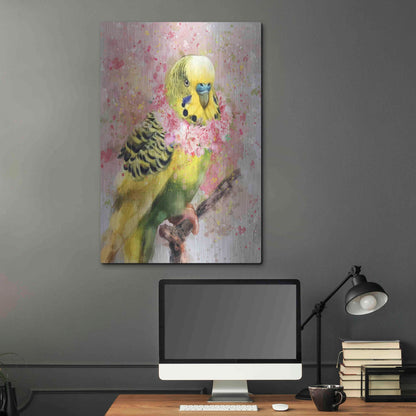 Luxe Metal Art 'Flower Crown Parakeet' by Furbaby Affiliates, Metal Wall Art,24x36