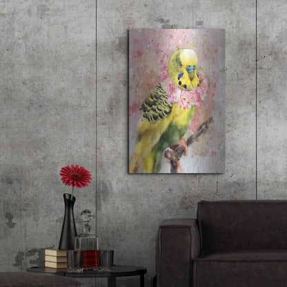 Luxe Metal Art 'Flower Crown Parakeet' by Furbaby Affiliates, Metal Wall Art,24x36