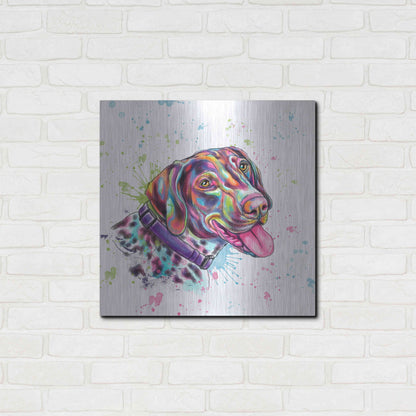 Luxe Metal Art 'Colorful Watercolor German Shorthaired Pointer' by Furbaby Affiliates, Metal Wall Art,24x24