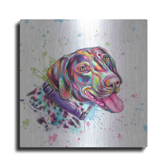 Luxe Metal Art 'Colorful Watercolor German Shorthaired Pointer' by Furbaby Affiliates, Metal Wall Art