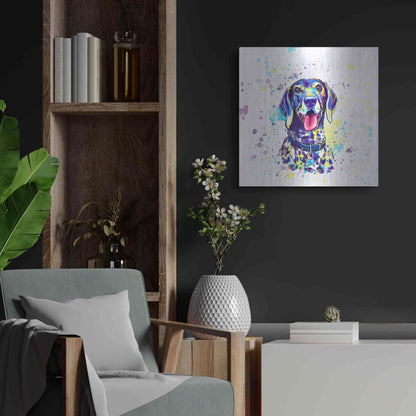 Luxe Metal Art 'Colorful Watercolor German Shorthaired Pointer 2' by Furbaby Affiliates, Metal Wall Art,24x24