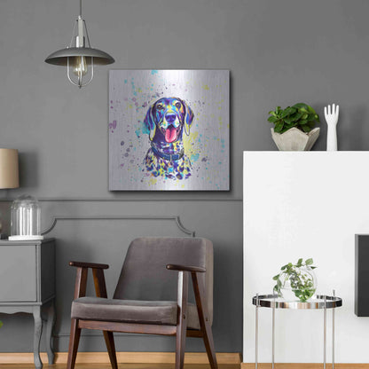 Luxe Metal Art 'Colorful Watercolor German Shorthaired Pointer 2' by Furbaby Affiliates, Metal Wall Art,24x24