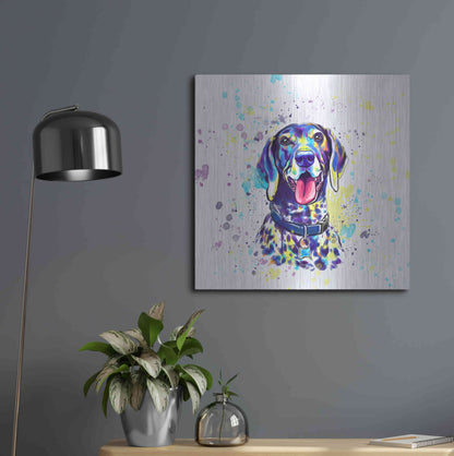 Luxe Metal Art 'Colorful Watercolor German Shorthaired Pointer 2' by Furbaby Affiliates, Metal Wall Art,24x24