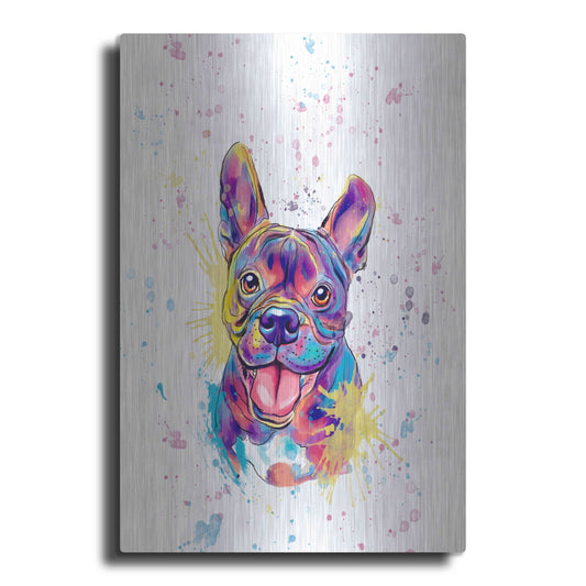 Luxe Metal Art 'Colorful Watercolor French Bulldog' by Furbaby Affiliates, Metal Wall Art