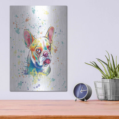 Luxe Metal Art 'Colorful Watercolor French Bulldog 2' by Furbaby Affiliates, Metal Wall Art,12x16