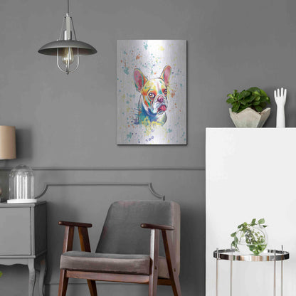 Luxe Metal Art 'Colorful Watercolor French Bulldog 2' by Furbaby Affiliates, Metal Wall Art,16x24