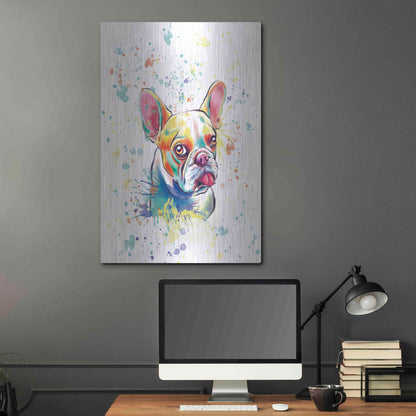 Luxe Metal Art 'Colorful Watercolor French Bulldog 2' by Furbaby Affiliates, Metal Wall Art,24x36