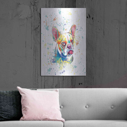 Luxe Metal Art 'Colorful Watercolor French Bulldog 2' by Furbaby Affiliates, Metal Wall Art,24x36