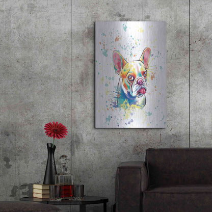 Luxe Metal Art 'Colorful Watercolor French Bulldog 2' by Furbaby Affiliates, Metal Wall Art,24x36